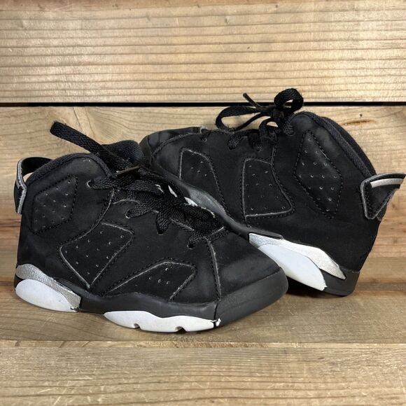 RARE Size 7C - Nike Air Jordan 6 (TD) “Chrome Metallic Silver” Shoes DX6179-001 - Picture 9 of 12